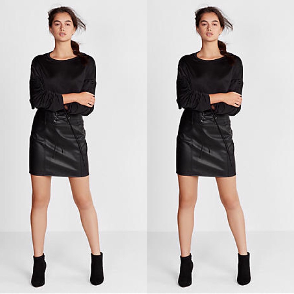 Express Black Ruched Long Sleeve Top